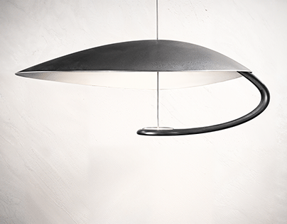 Lampada LEAF con diffusore a foglia, stelo curvo e sospensione singola